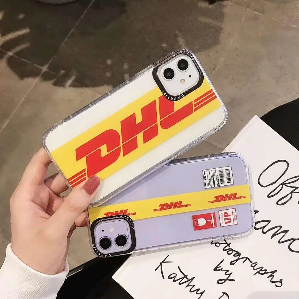 

Street trend DHL cute phone case for iphone 11 Pro Max 7 8 plus case silicone label express delivery for iphone XR XS MAX cover