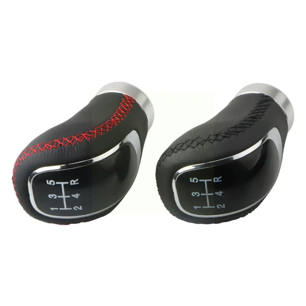 

Automobile 5/6 Gear Shift Knob Assemble The Kit Pu Leather Red Black For General Manual Transmission N0j0
