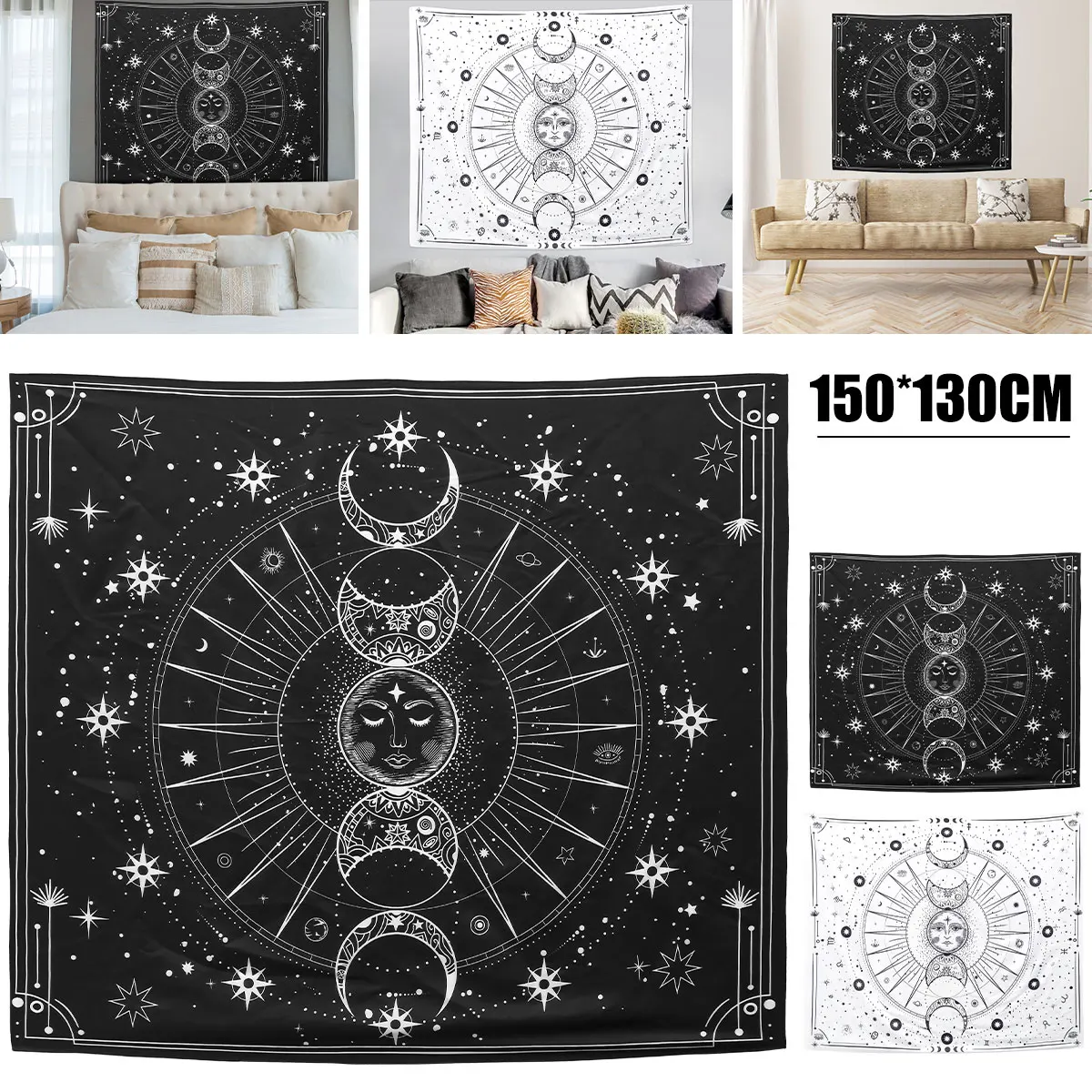 

Psychedelic moon retro wall hanging tapestry soft background carpet wall art tapestry bedroom home wall decoration