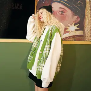 Женский клетчатый жаккардовый кардиган ELFSACK, повседневный вязаный кардиган на пуговицах, корейский Повседневный винтажный Топ без рукавов, осень 2020