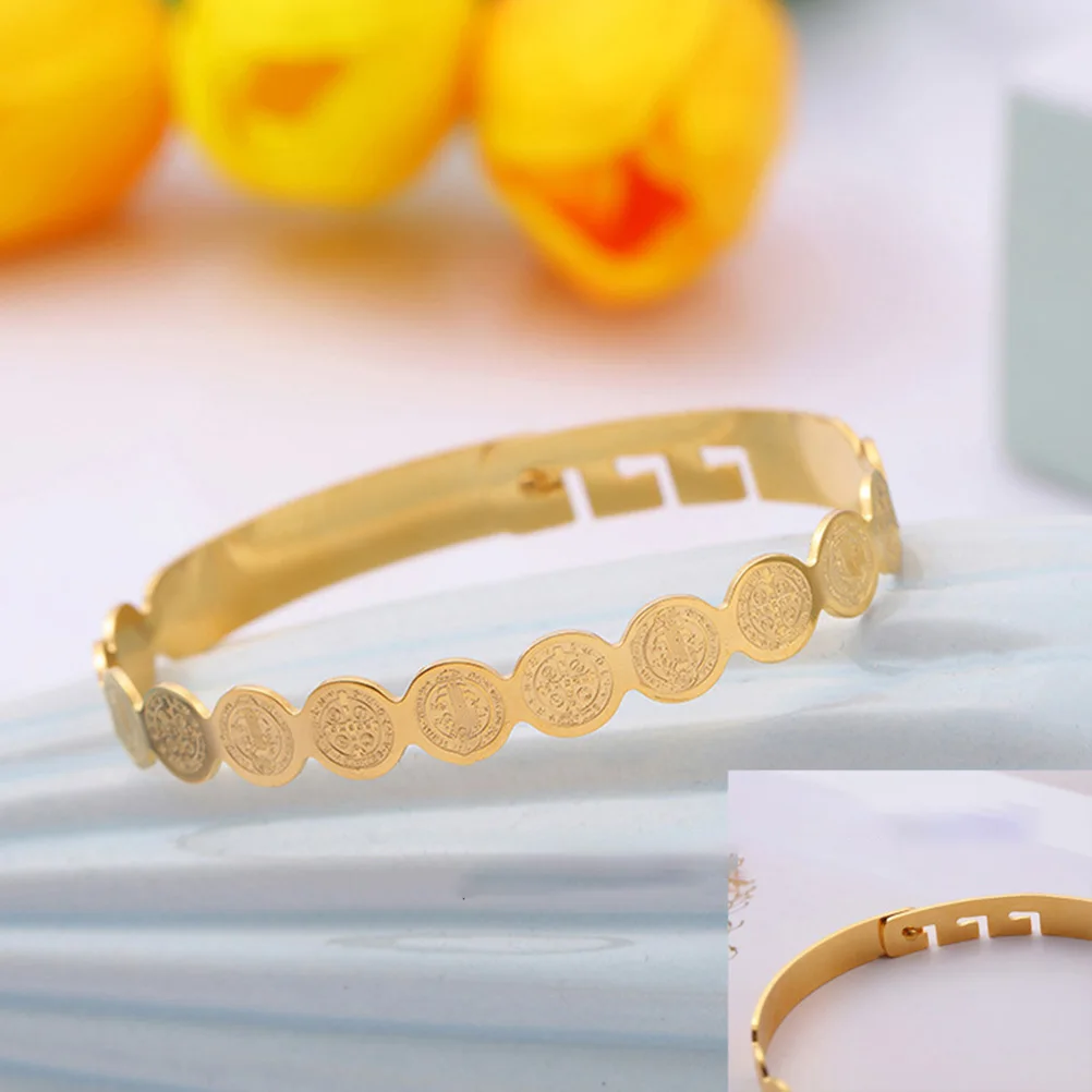 1 шт. золотой браслет из нержавеющей стали модный регулируемый с Иисусом модные