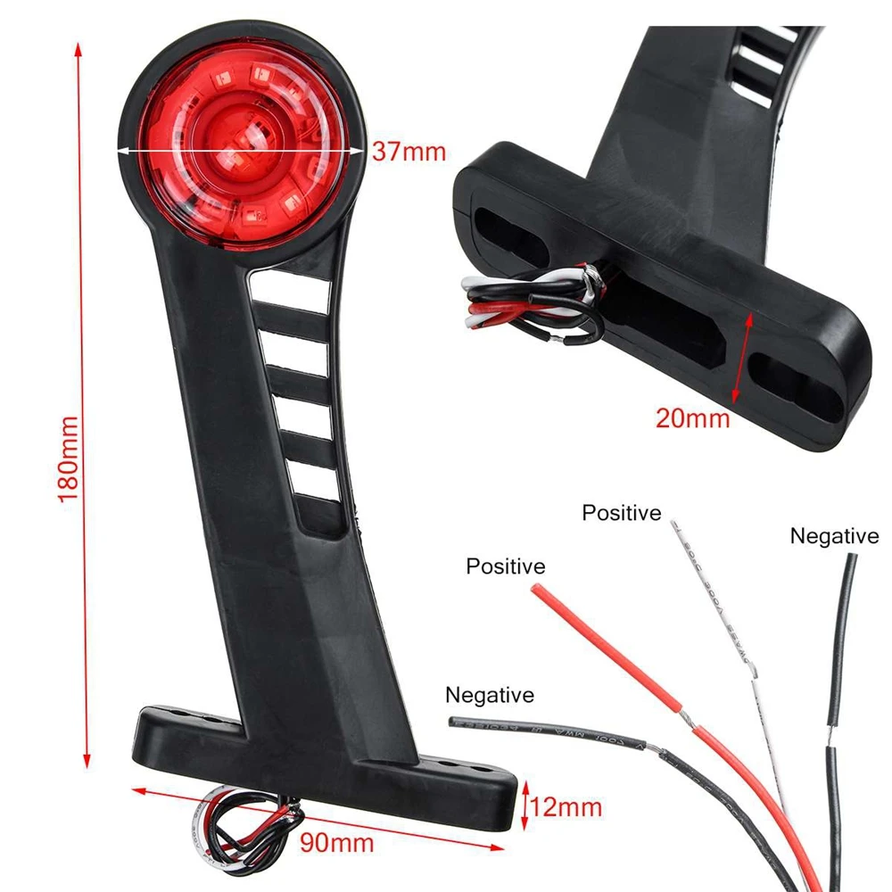 

WEAREDIFNT 2 pcs 24V Truck Elbow Side Marker Lights Indicator Warning Signal Lamp Rear Tail for Trailer Van Lorry