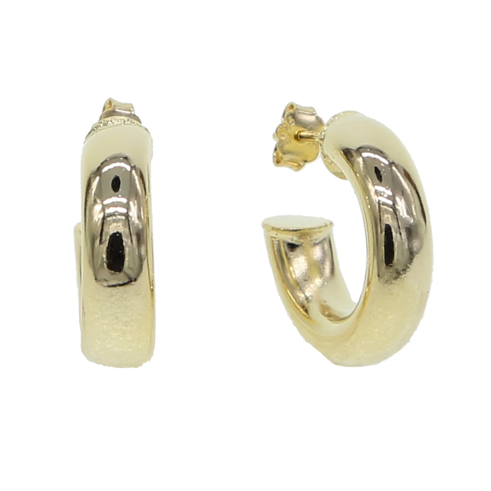 Женские гладкие серьги кольца 5 х20 мм золотистого цвета|Серьги-кольца| |