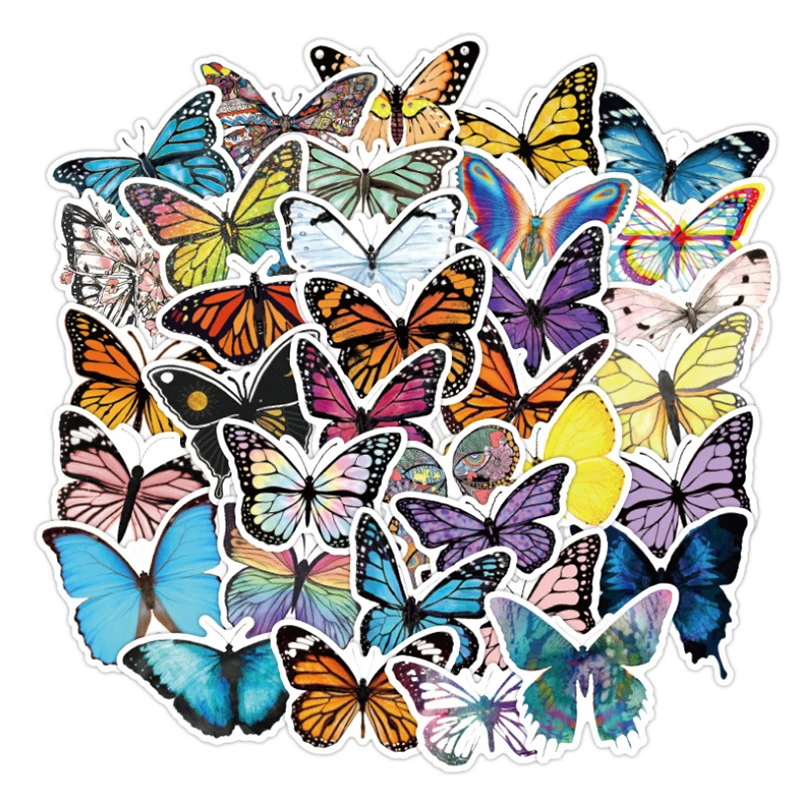 

10/30/50PCS creative cute geometric color butterfly graffiti sticker water cup luggage laptop waterproof decoration wholesale