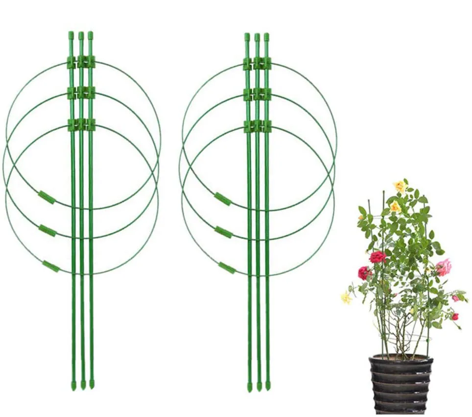 

New 6Pcs Climbing Vine Rack Plant Support Cages with 3 Adjustable Rings Garden Balcony Plant Flower Trellis 45cm