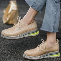 fashion sneakers women lace up genuine leather wedges high heel ankle boots female square toe platform pumps shoes casual shoes