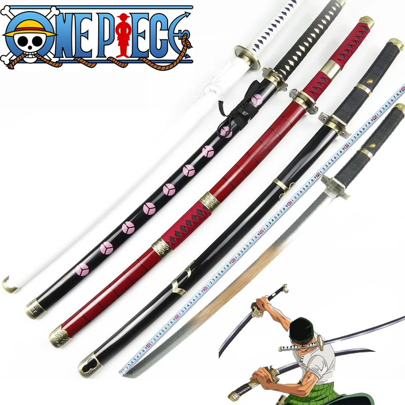 Wood/PU ONE PIECE 102cm Cosplay 1:1Samurai/Ninjas Sword Performance Props Toy Simulation Katana Weapon Roronoa Zoro Three Knife | Игрушки и