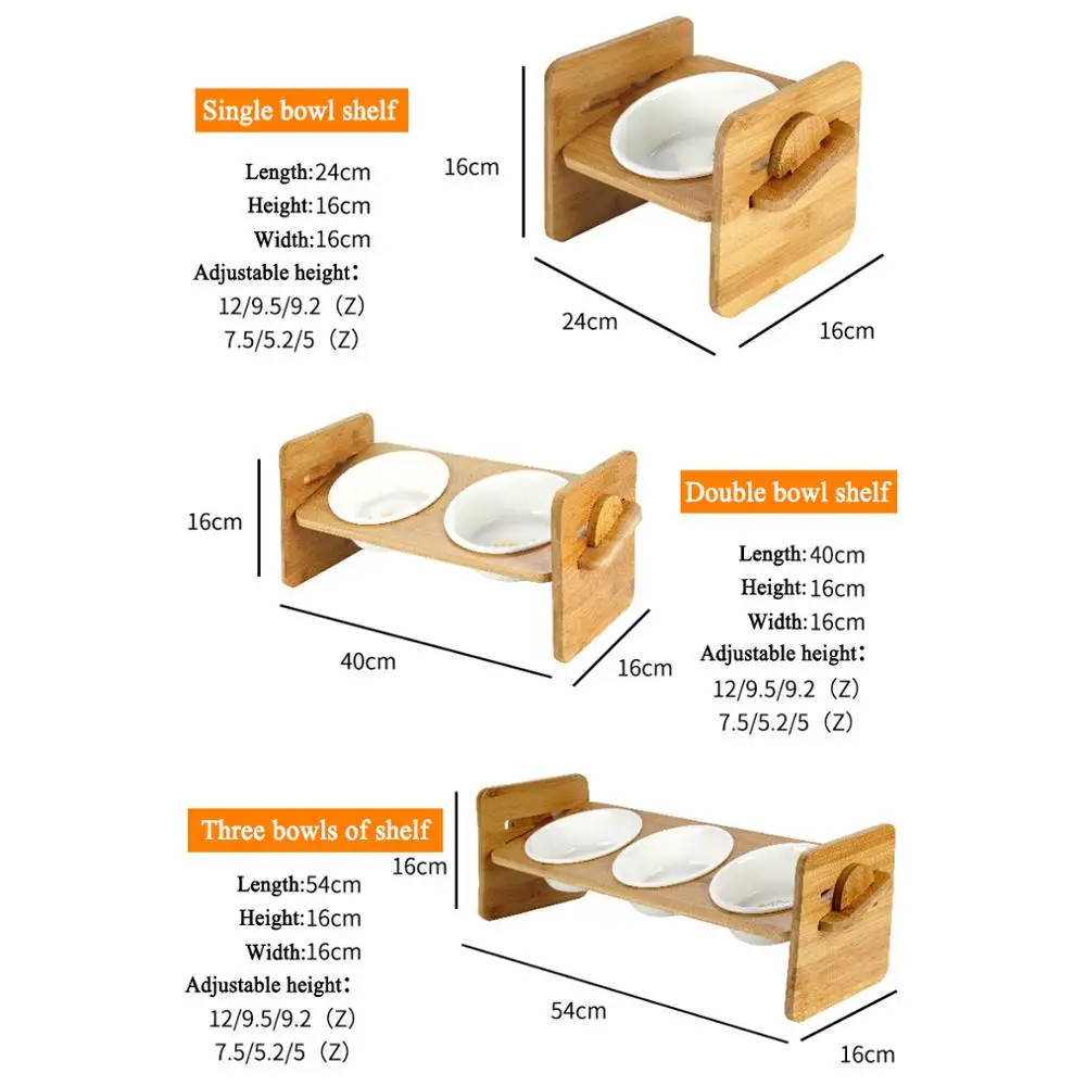 

1/2/3 Bowls Cat Dog Feeders Bowl Ceramic Pet Food Tableware Water Bowl Bamboo Frame Antiskid Pet Supplies Dog Cat Feeding Bowl