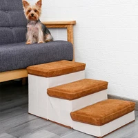 3 steps pet dog stairs soft non slip steps foldable storage box ladder cat puppy climbing high bed sofa pedal pet products