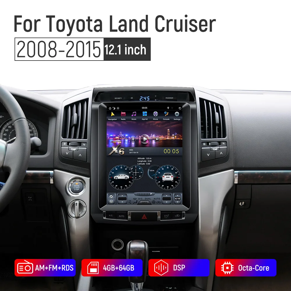 Автомобильная аудиосистема 12 1 дюйма Android GPS навигация для TOYOTA LAND CRUISER LC200 2008 2015