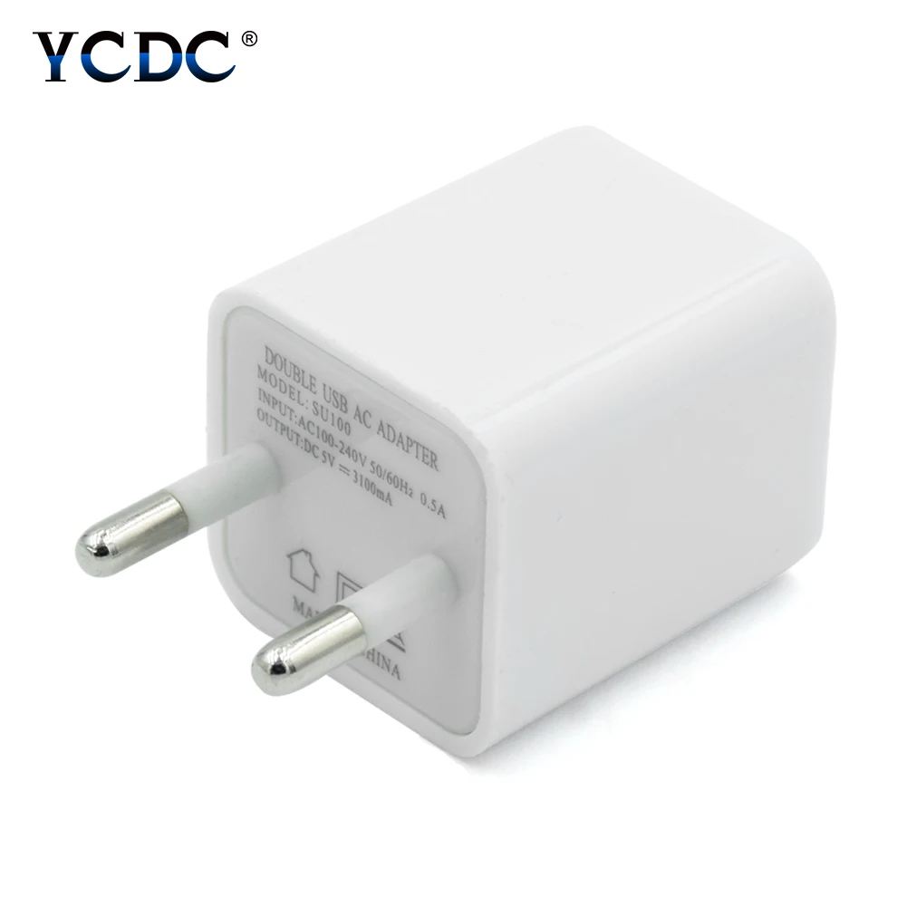 Настенное зарядное устройство для США и ЕС с двумя usb портами зарядки 5 в 1A 2.1A