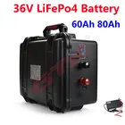 Водонепроницаемый аккумулятор Lifepo4 36V 80Ah 60Ah с BMS для 80 фунтов 112lbs Троллинговый мотор для морских рыболовных лодок + зарядное устройство 10A