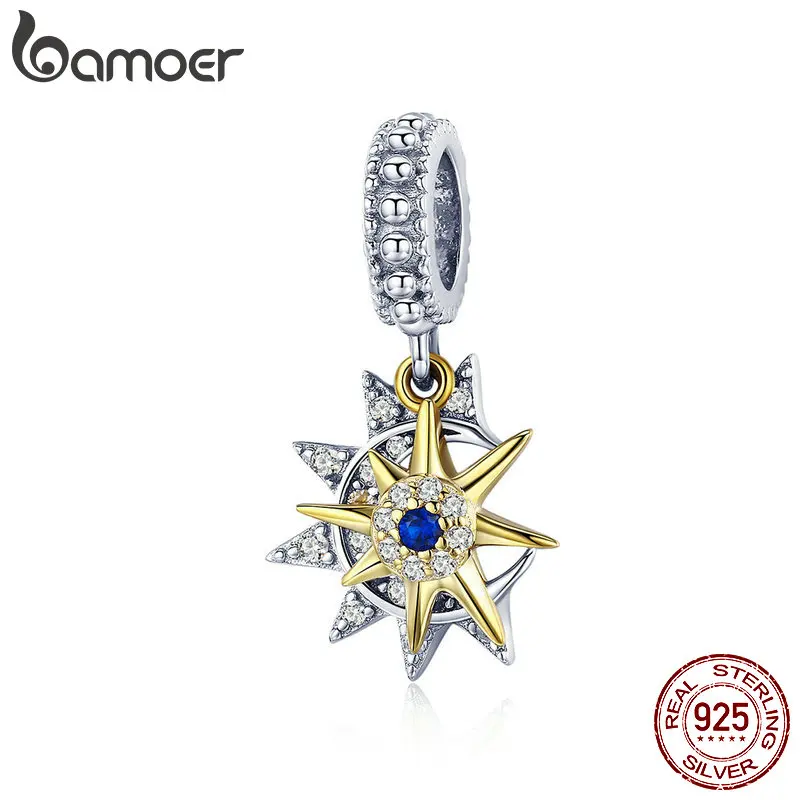 Подвеска BAMOER из стерлингового серебра 925 пробы с подвеской Sun Meet Moon подвески