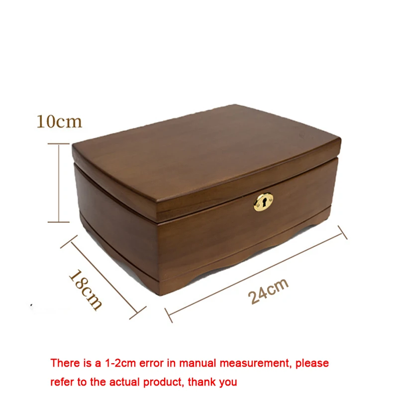 Wooden Double Layer with Lock Jewelry Organizer Box Double Layer Jewellery Storage Cases Women Rings Necklace Gift Boxes