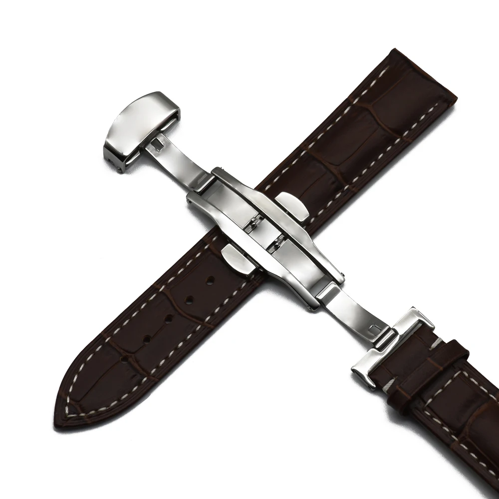 

Top Genuine Leather Watch Bands Crocodile Leather Watch Straps 20 mm 22mm Watch Bands With Butterfly Buckle With Watch Strap Box