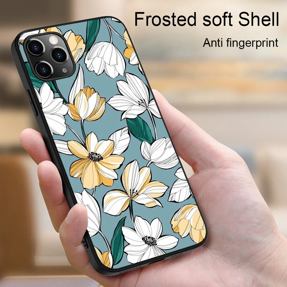 

Clouds Flower Phone Case For iPhone 11 12 Pro Max mini X XR XS Max 7 8 6S Plus SE 2020 Phone Cases Black Soft TPU Cover Coque
