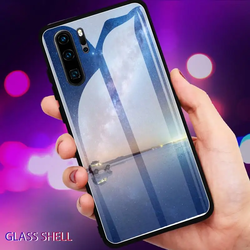

The starry sky Phone Case glass For Huawei P30 lite 20 por P9 10 Mate 10 9 Honor 8 X 9 10 NOVA 5 cover
