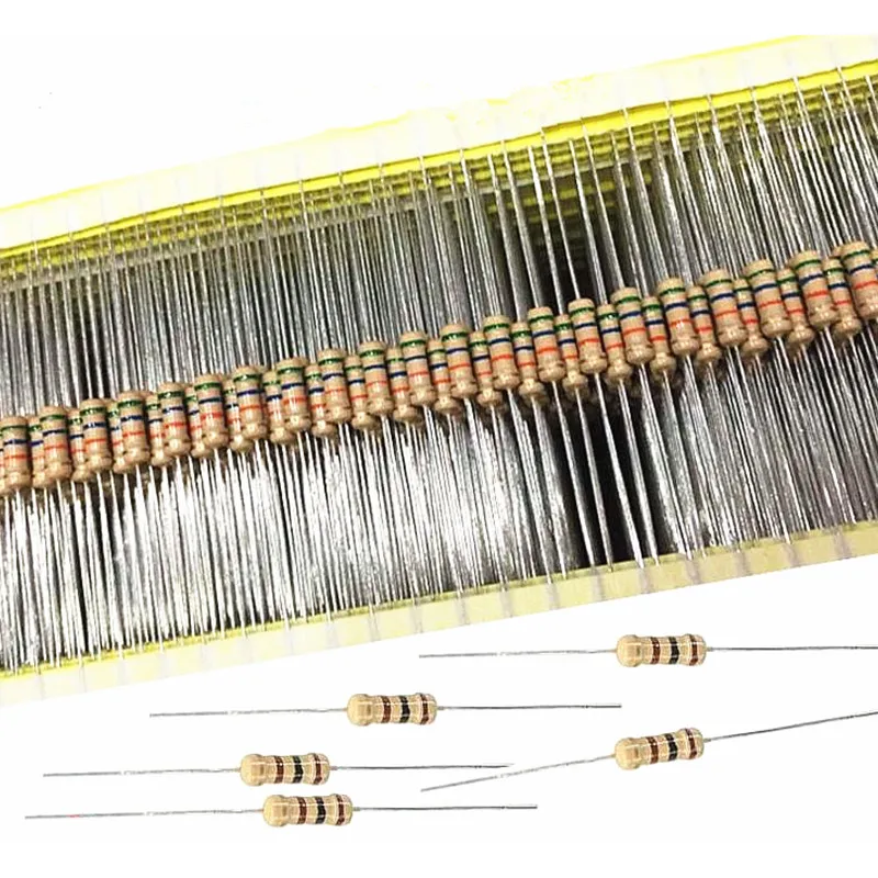 200 шт. 1/4 Вт карбоновые пленочные резисторы 5% 1R-10M 10R 47R 100R 220R 1K 10K 4K7 100K 560K 1M 3M3 ohm