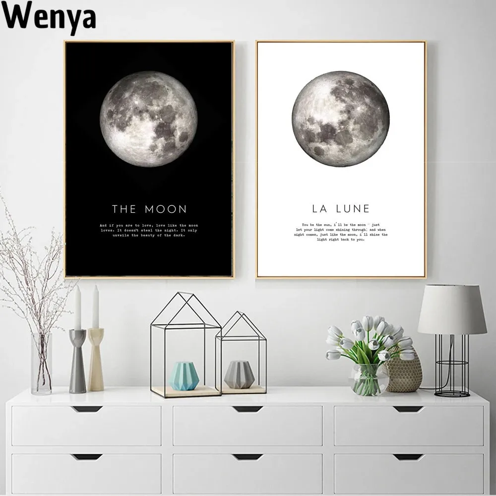 

Nordic Style Moon Wall Art Canvas Poster Printing Painting Minimalism Decorative Painting Modern Living Room Home Decoration
