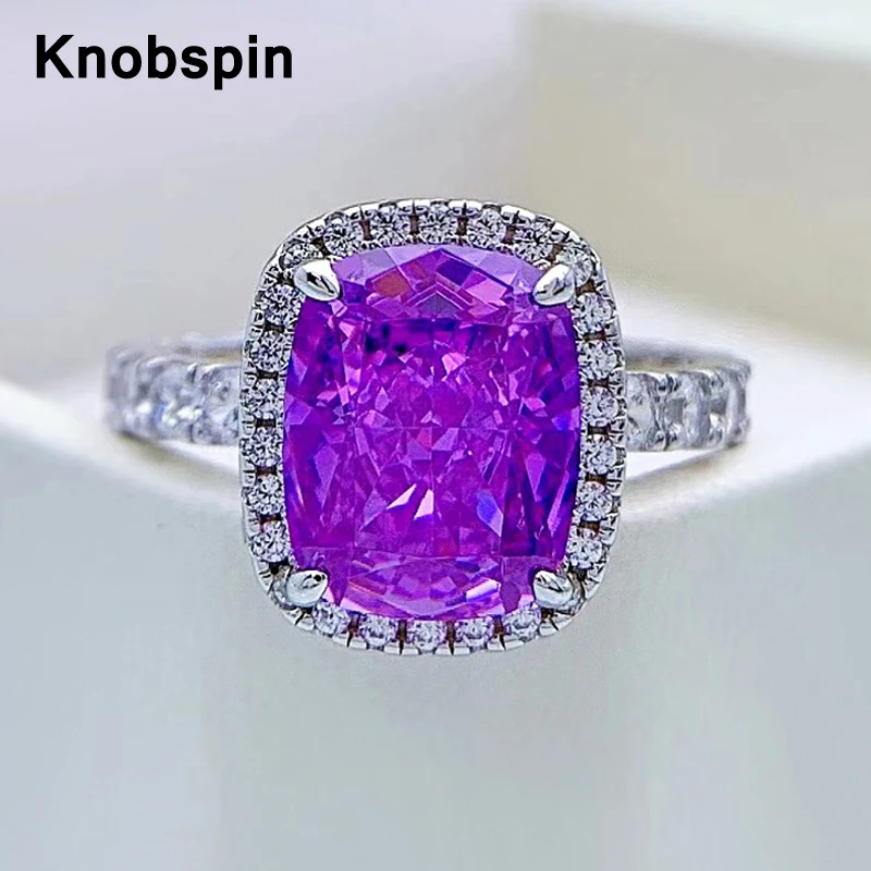 Кольцо Knobspin с бриллиантами женское обручальное серебристое фиолетовое высоким