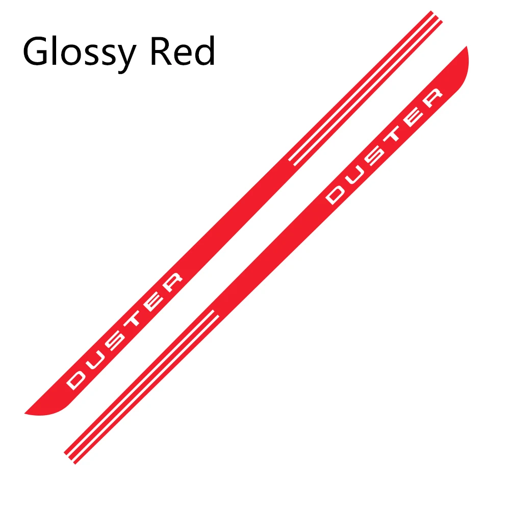 Glossy Red 2 шт. для Dacia Renault Duster, автомобильная Боковая дверь, наклейка в полоску, авто стиль, наклейка, виниловая пленка, автомобильный тюнинг, аксессуары - Название цвета: Glossy Red