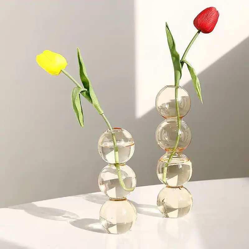 

Crystal Ball Flower Vase Bubble Glass Bottle Transparent Hydroponic Ball Art Flower Ware Tabletop Glass Vase Home Decor