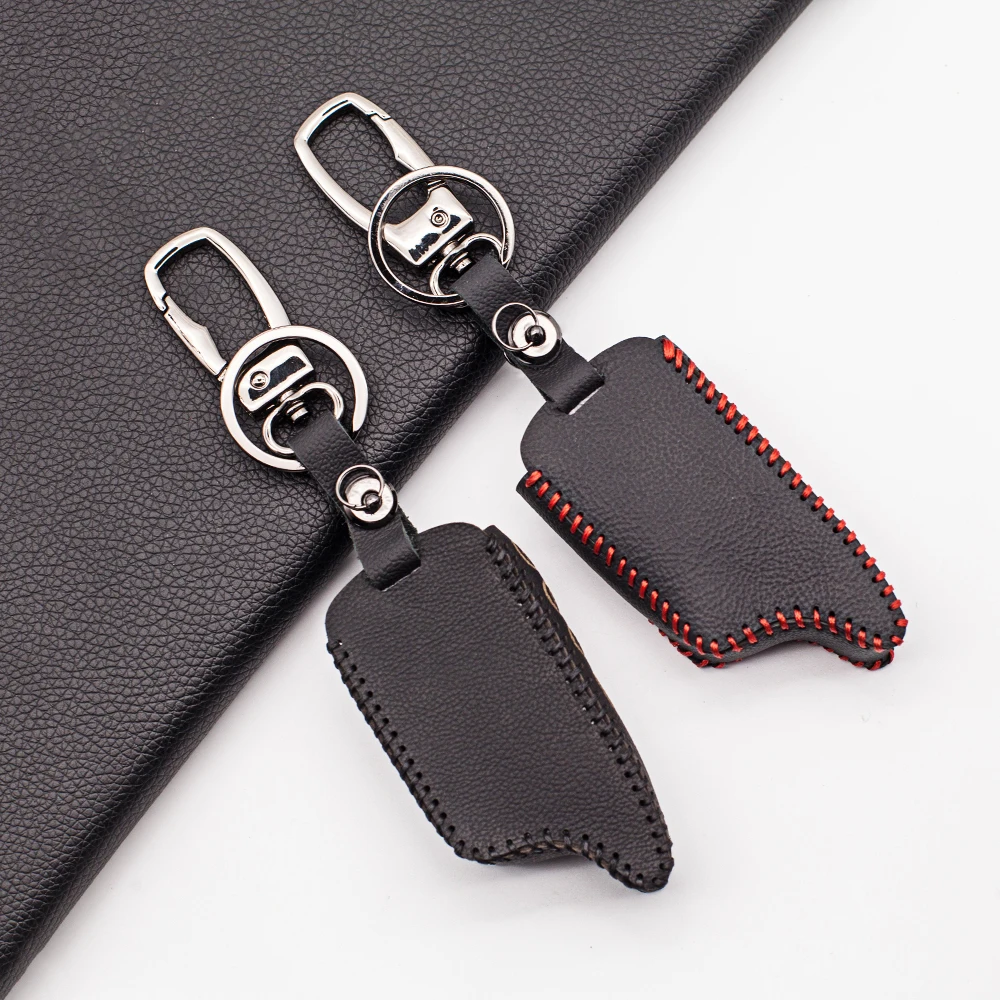 

Russian version MA 100% Leather keychain Case Cover for Scher Khan magicar A B lcd remote two way car alarm system