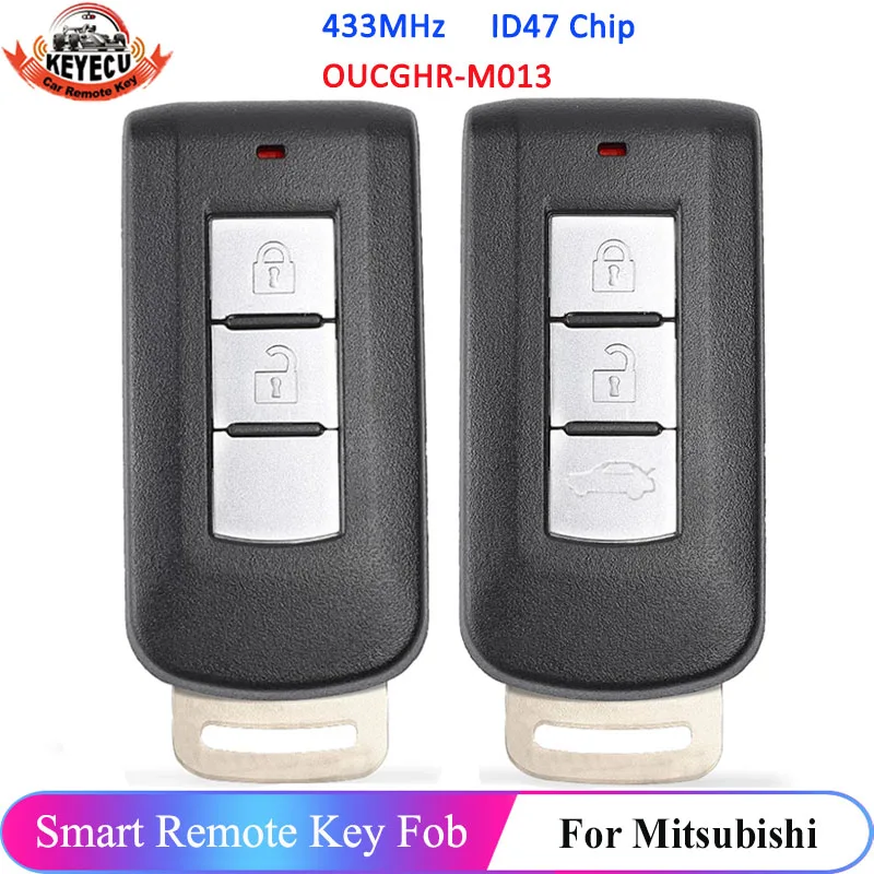 KEYECU 433 МГц чип ID47 OUCGHR-M013 без ключа дистанционный ключ-брелок от машины 2 3 кнопки