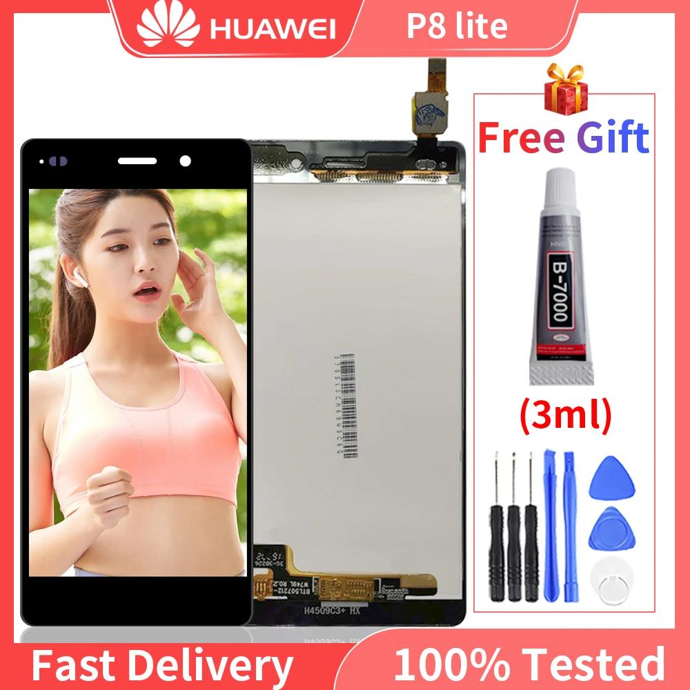 

100% протестированный оригинальный качественный ЖК-дисплей для Huawei P8 Lite, ЖК-дисплей, сенсорный экран, дигитайзер в сборе, замена для ALE-L04 ALE-L21