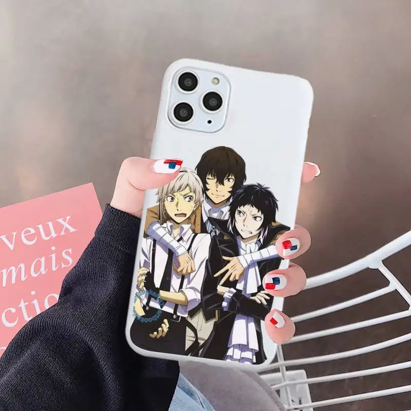 

Japan anime bungou stray dogs Phone Case Candy Color for iPhone 6 7 8 11 12 s mini pro X XS XR MAX Plus