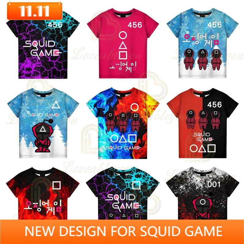 

Children's Kids Women Men Tees Korean 456 The Game T-shirt 3d Cosplay Costume Clothes Boys Girls Survival Clothes Tops
