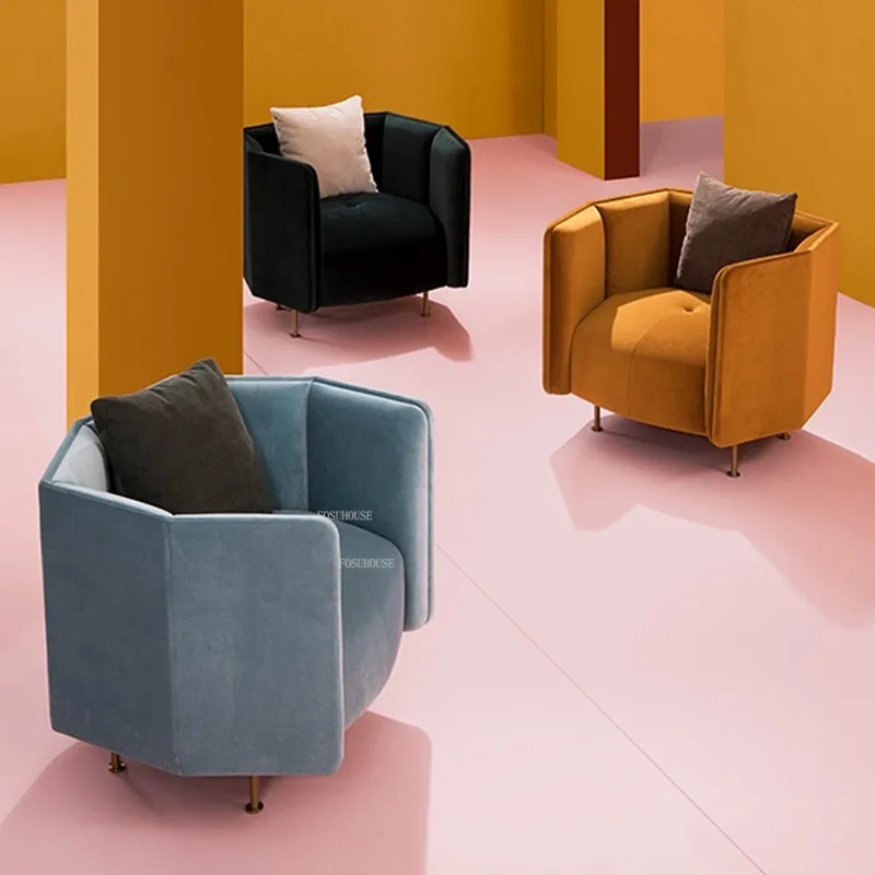 

FOSUHOUSE American Fabric Living Room Chairs Luxury Nordic Creative Armchair Home Furniture Lazy Back Balcony Single Sofa Chair