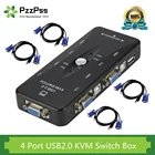 KVM-переключатель PzzPss, 4 порта, USB 2,0, VGA, сплиттер, мышь, принтер, клавиатура, флеш-накопитель, коммутатор 1920*1440, VGA, адаптер-переключатель