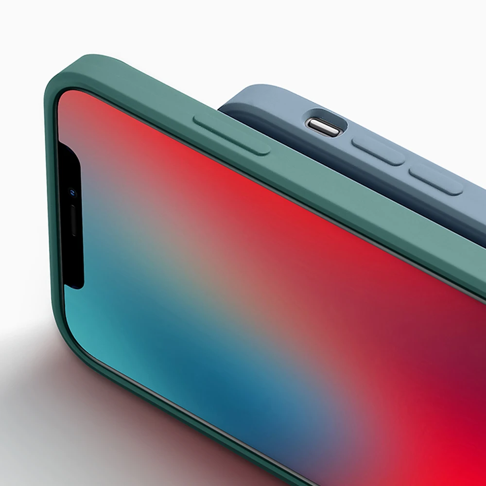 

Luxury Square Edge Liquid Silicone Soft Case For iPhone 12 11 Pro Max Mini iPhone X XS XR 7 8 6 6S Plus SE 2020 Shockproof Cover