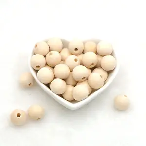 Chenkai, 100 шт., 16 мм, строительные бусины, необработанные деревянные бусины для прорезывания зубов естественного цвета, бусины для детского прорезывателя сделай сам