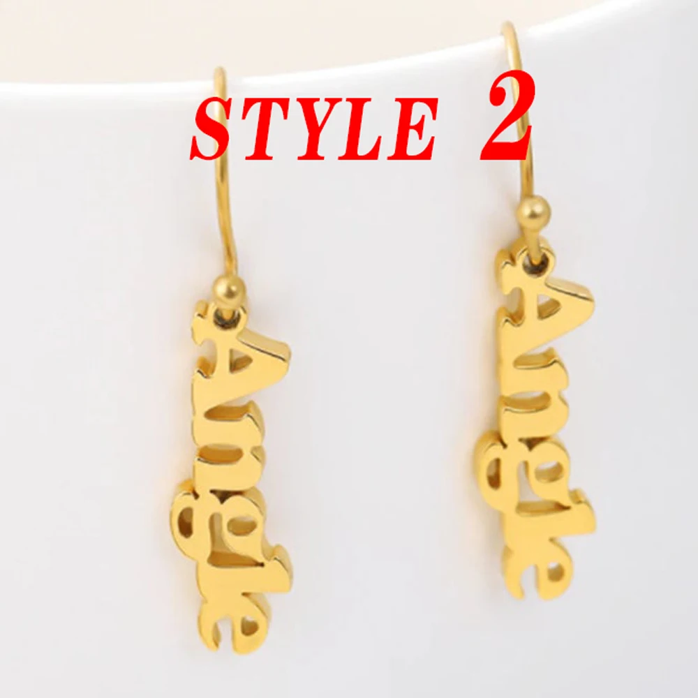 

MumuXing Personality Vertical Tassel Pendant lady Earrings Customized Name Stainless Steel Women's Jewelry Mother's Day Gift