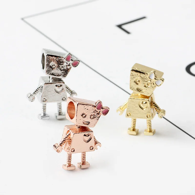 Robot Series 3 Colors Charms Fit Pandora Bead Bracelet &amp Bangle Diy Pendant Jewelry For Gift
