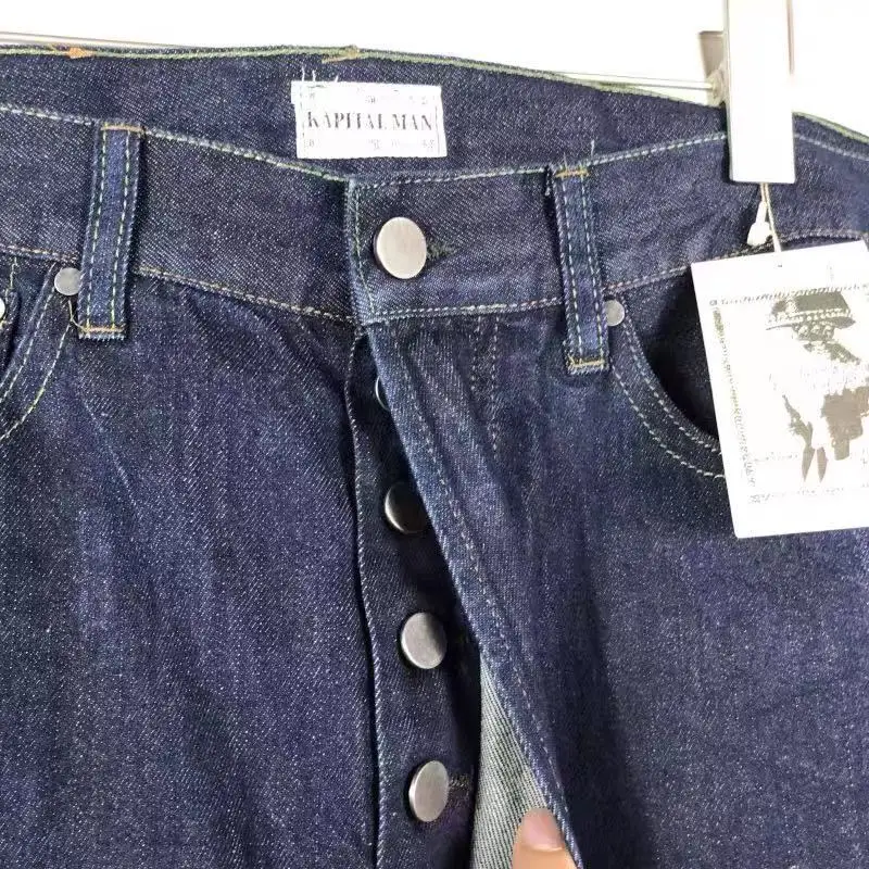 Kapital Bone Embroidery Printed Straight Jeans Men Women 1:1High Quality Fashion Trousers Hip-Hop High Street Kapital Denim Pant