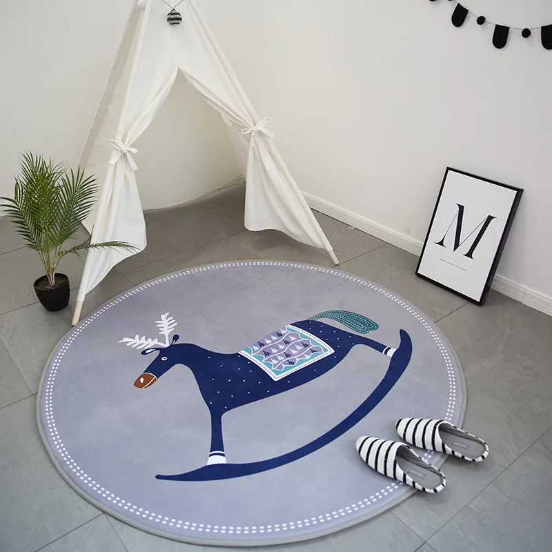 Мультяшный детский коврик круглые напольные коврики прикроватный для гостиной