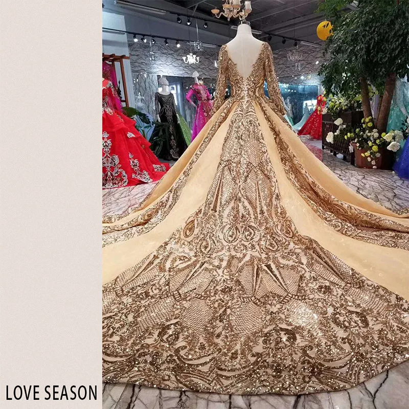 Sample Embroidered Lace Luxury Wedding Dresses 2020 A Line Catheral Train Bridal Gowns Low V Back Long Sleeves Wedding Vestidos