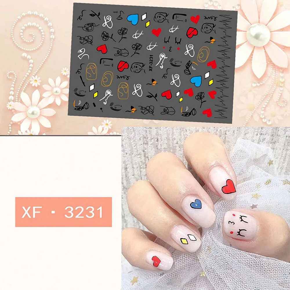 1 лист милый 3D цветок авокадо кактус наклейки для ногтей самоклеющиеся сделай сам