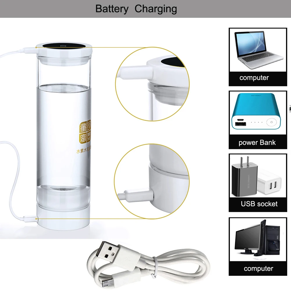 Портативный H2 Электролизный ионизатор генератор водородной воды Бутылка 600 мл