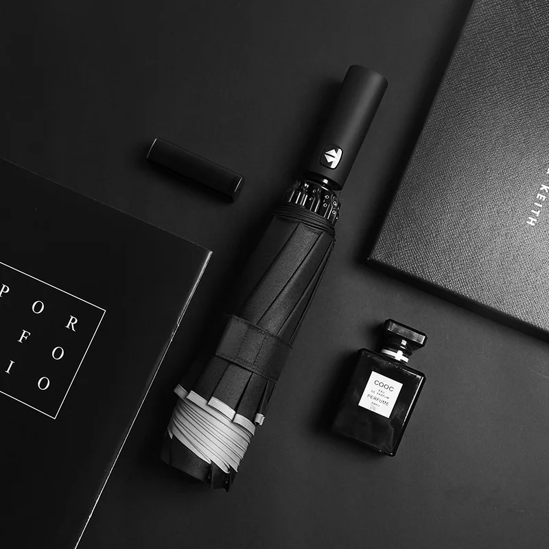 

Creative Automatic Tri-Fold Reverse Umbrella Edge Reflective Led Umbrella Business Umbrella