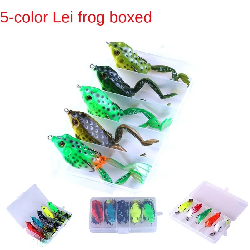 

5 шт., пластиковая рыболовная приманка в виде лягушки с крючками