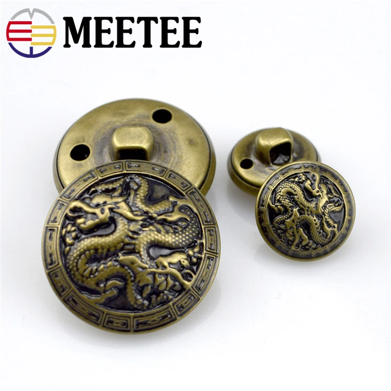 Meetee 50/100/200 шт. бронзовая Металлическая пуговица дракон для костюмов рубашек