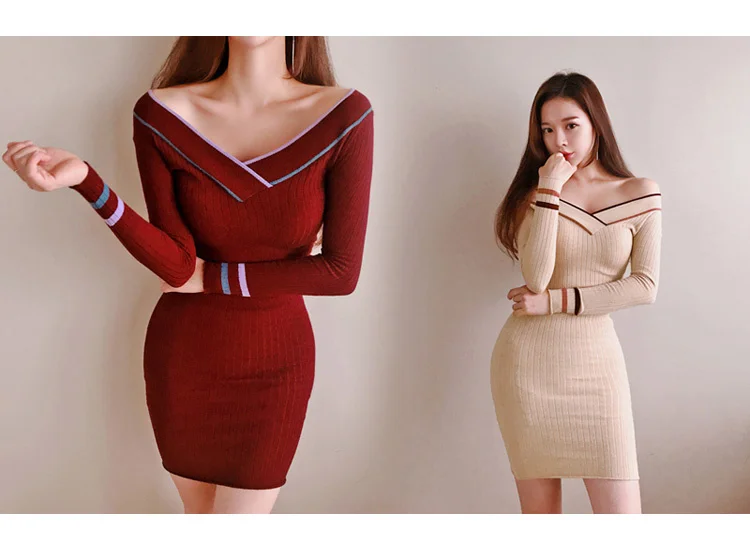 Женское трикотажное платье в полоску элегантное облегающее платье-свитер из