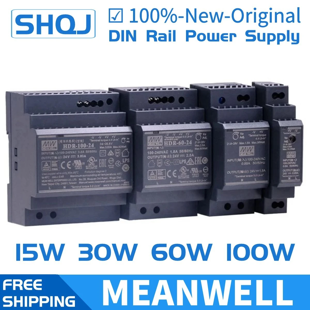 Источник питания MEANWELL HDR-15 30 60 -5 12 24 серии HDR тонкий модуль на DIN-рейке |