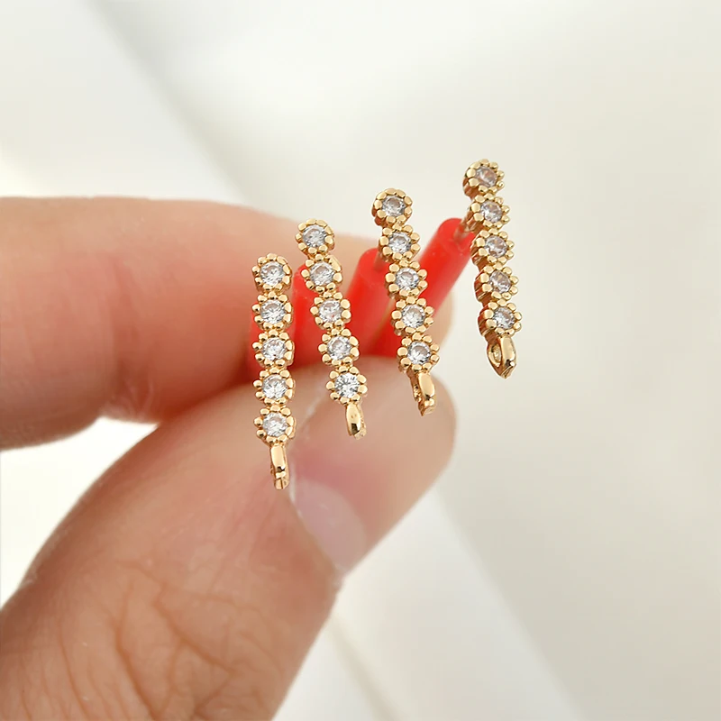 2 шт. серьги гвоздики с фианитами цвет золото 18 К|Ювелирная фурнитура и