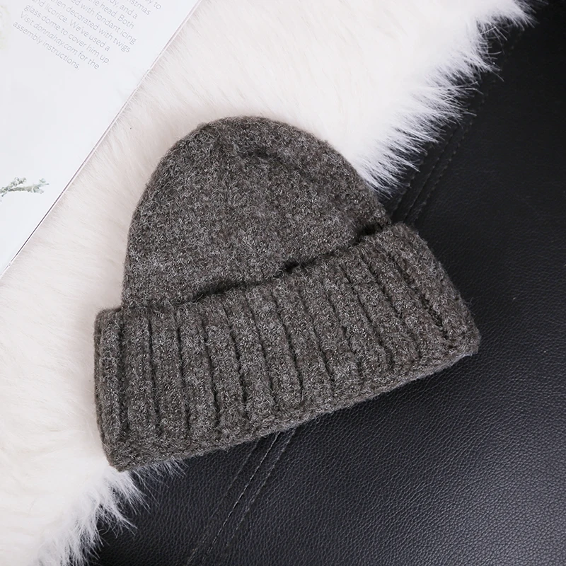 Шапка дыни одноцветная хлопок кроличья шерсть зимние шапки для женщин теплая