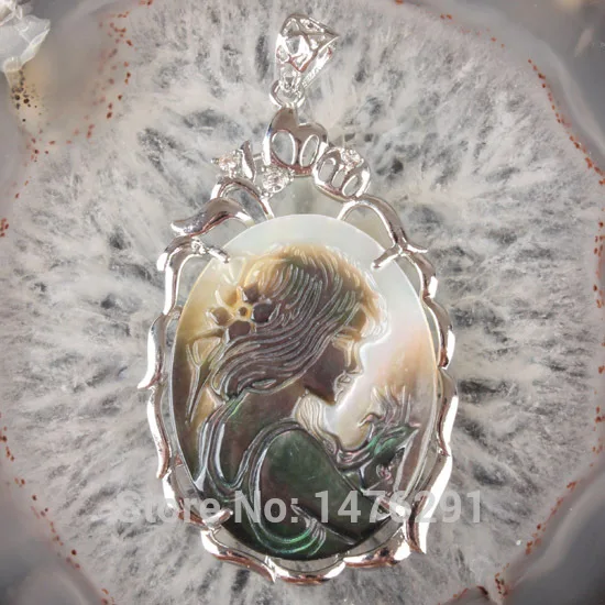 36x56 мм натуральный Овальный перламутр ракушки Русалка красота сплав бисер кулон 1